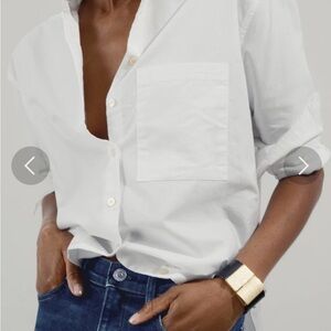 AYR The Deep End White Cotton Button Down Shirt Size L